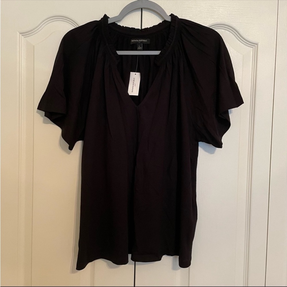 Banana Republic smocked neck top